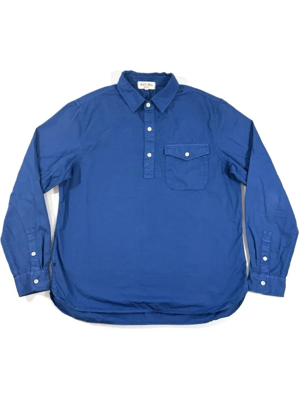 Alex Mill Mens Wash & Go Shirt Long Sleeve Popover Button Up Sz Medium Blue